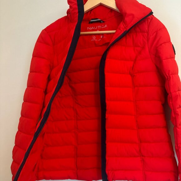 Red Puffer Jacket Nautica - Size S - Picture 3 of 5